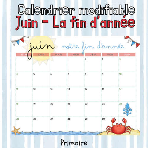 Calendrier juin modifiable (2025)
