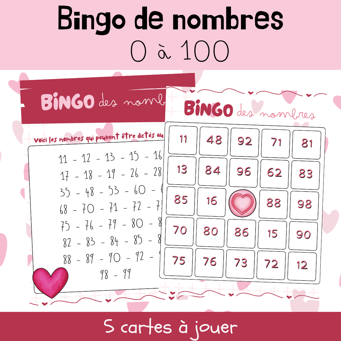 Atelier - Bingo des nombres 0 à 100 (1er cycle)