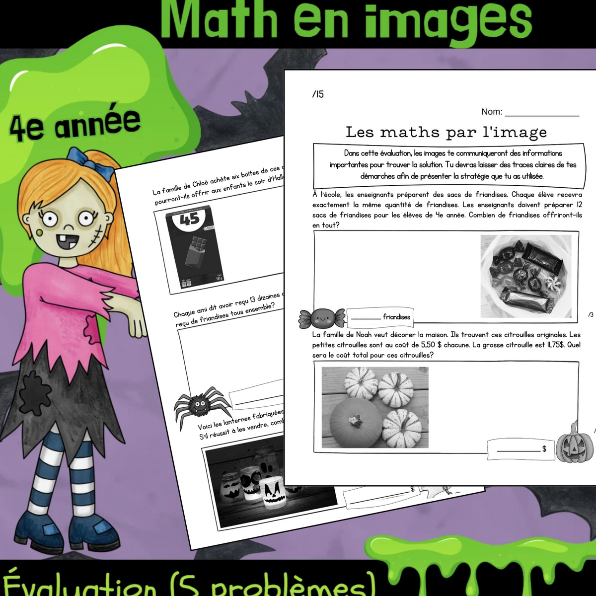 Évaluation - Maths par l'image - Halloween (4e)