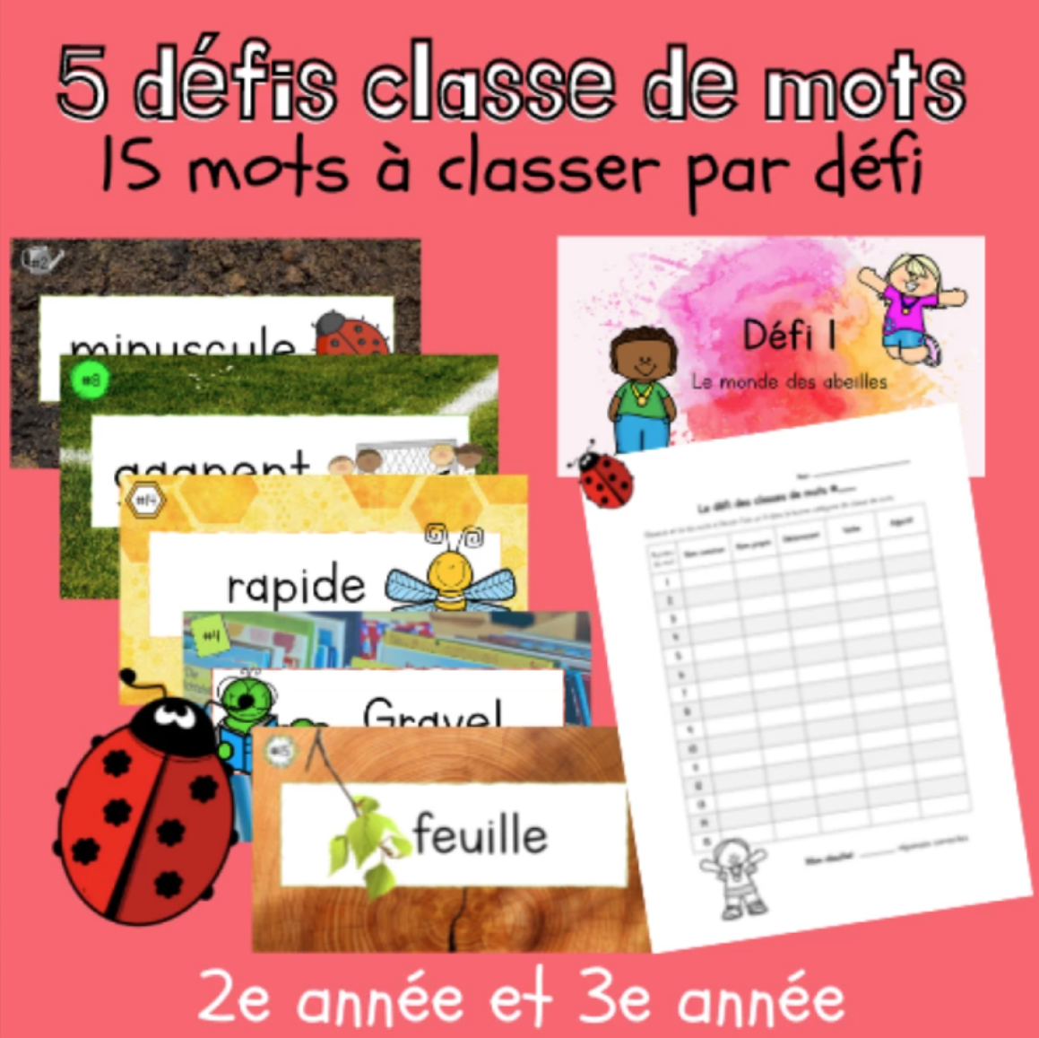 5 défis de classe de mots