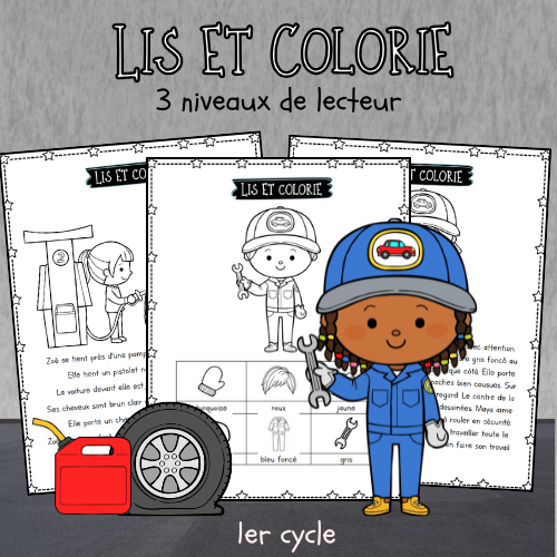 Lis et colorie (3 niveaux de lecteur) Garage auto