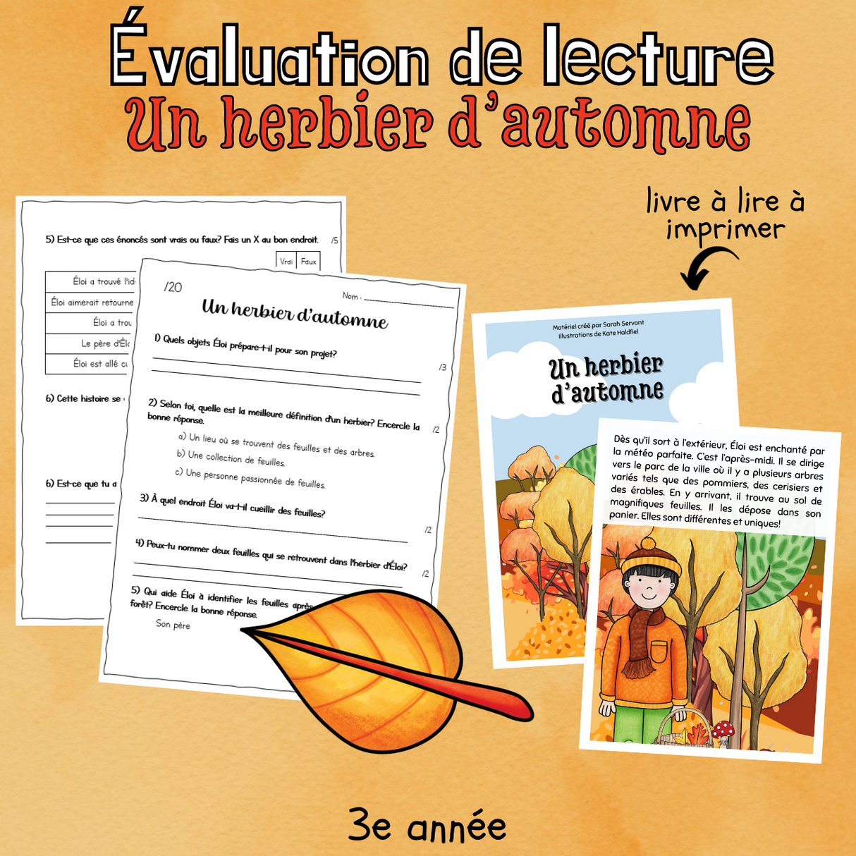 Évaluation de lecture - Un herbier d'automne (3e)