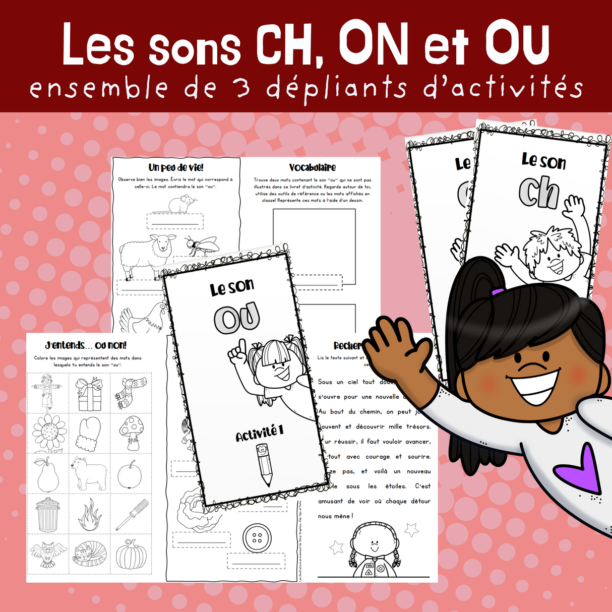 3 dépliants - Les sons (ch, ou et on)