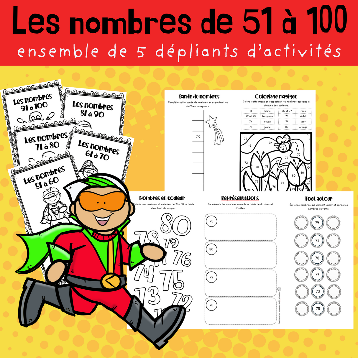 5 dépliants - Les nombres de 51 à 100