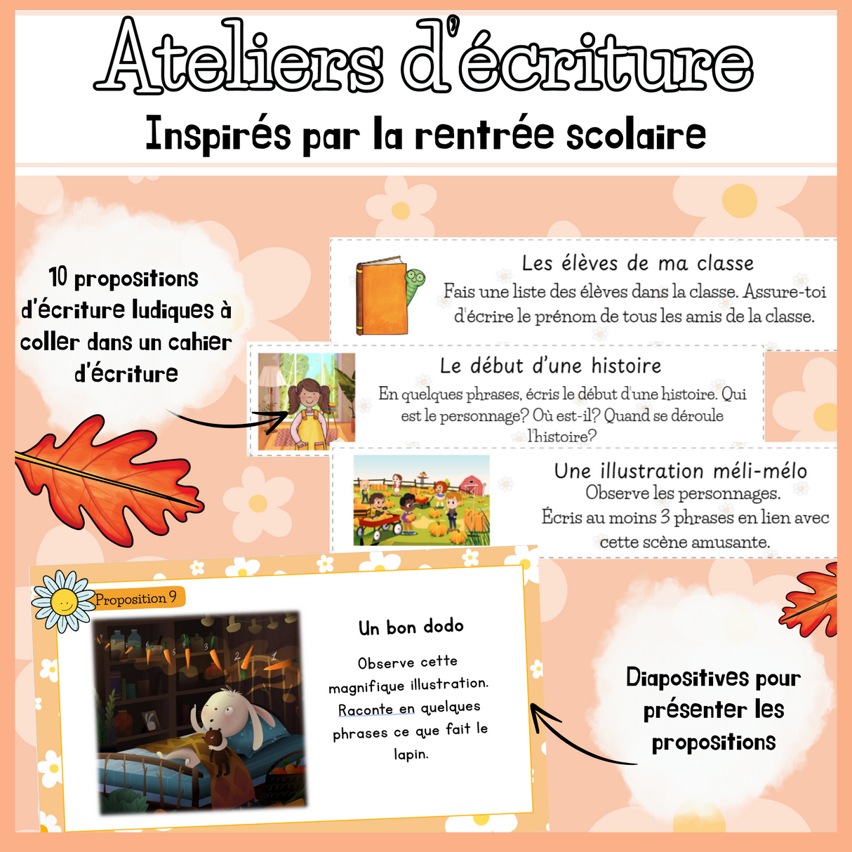 10 Propositions d'écriture - Rentrée (septembre)