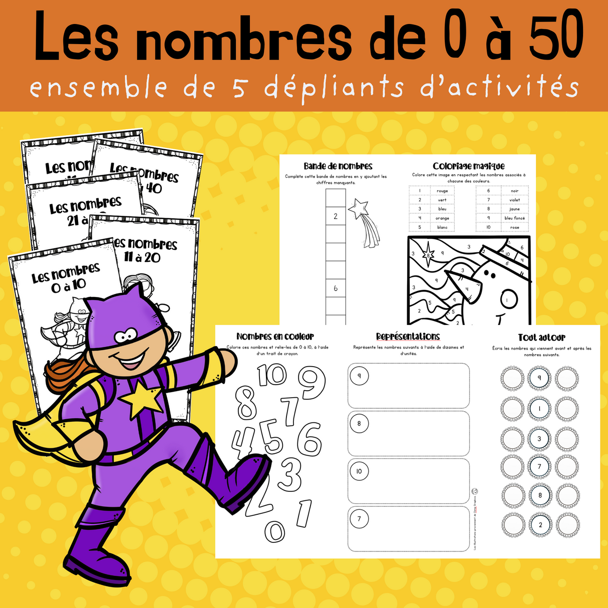 5 dépliants - Les nombres de 0 à 50