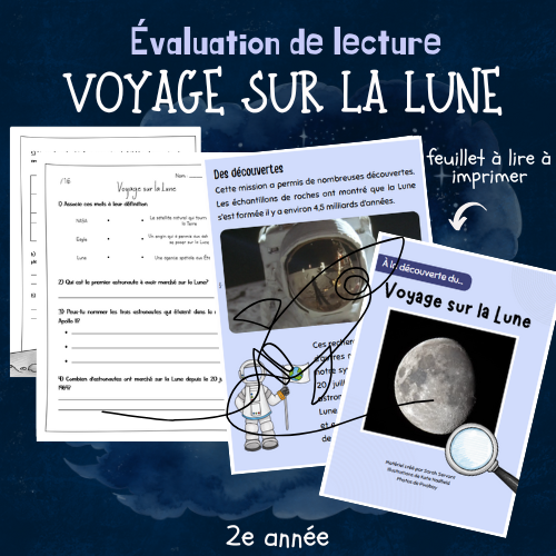 Évaluation de lecture  - Voyage sur la Lune (2e)