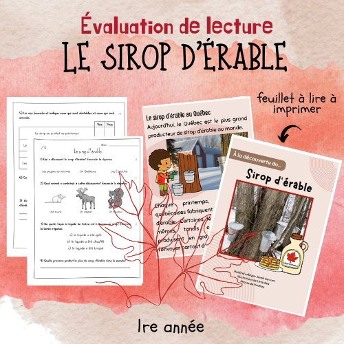 Évaluation de lecture  - Le sirop d'érable (1re)