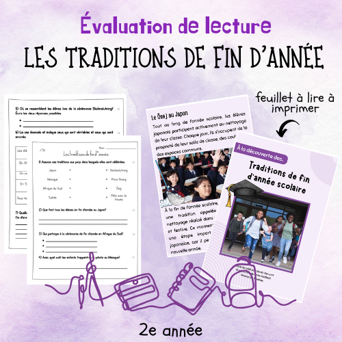 Évaluation de lecture  - Les traditions de fin d'année (2e)