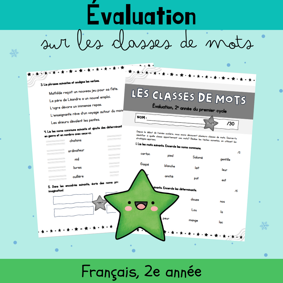 Évaluation - Les classes de mots (2e)