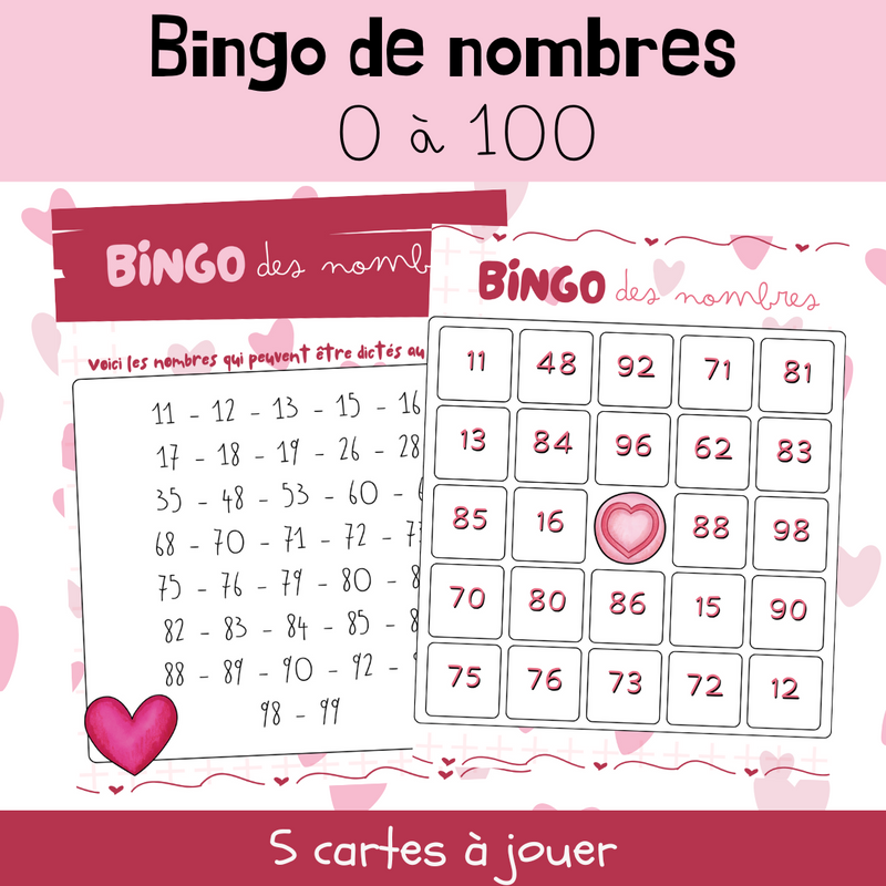 Bingo de nombres 0 à 100