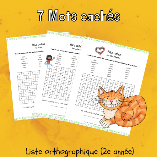 Mots cachés - Liste orthographique (2e)
