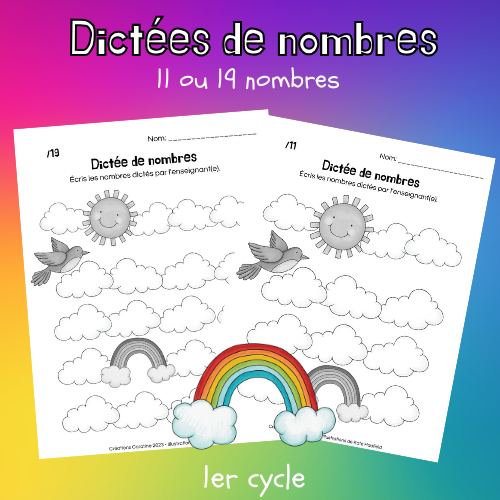 Gabarit - Dictée de nombres – Créations Carotine
