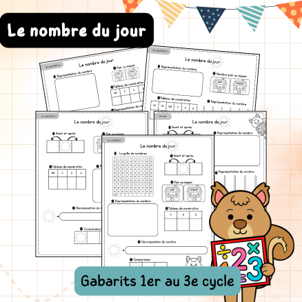 Nombre du jour - 1er au 3e cycle