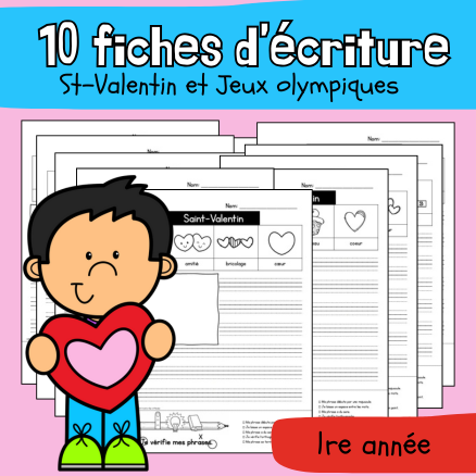 10 fiches d'écriture - St-Valentin et Jeux d'hiver (1re)