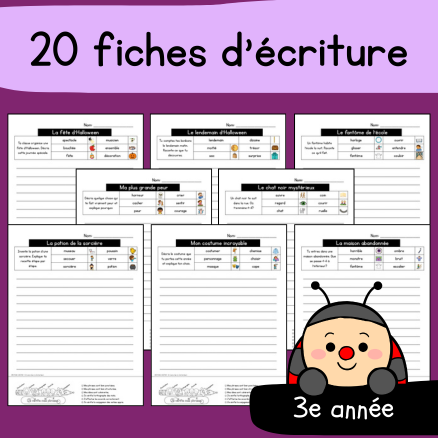 20 fiches d'écriture - Septembre et octobre (3e)