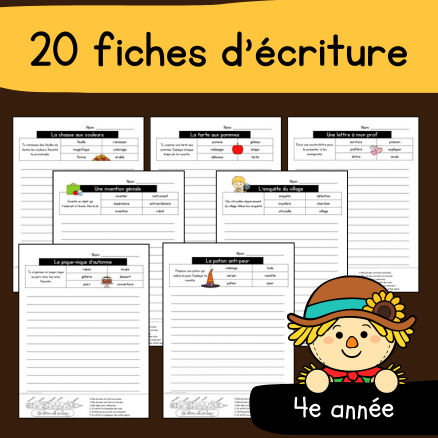 20 fiches d'écriture - Septembre et octobre (4e)