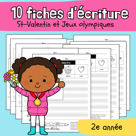 10 fiches d'écriture - St-Valentin et Jeux d'hiver (2e)
