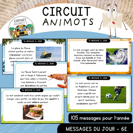 Circuit Animots - 105 messages du jour (6e)