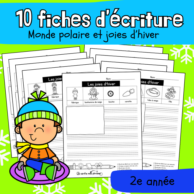 10 fiches d'écriture - Monde polaire et joies d'hiver (2e)