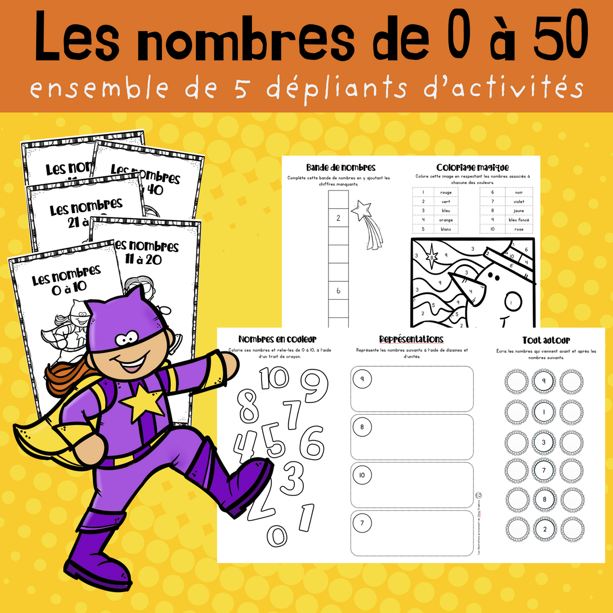 5 dépliants - Les nombres de 0 à 50 – Créations Carotine