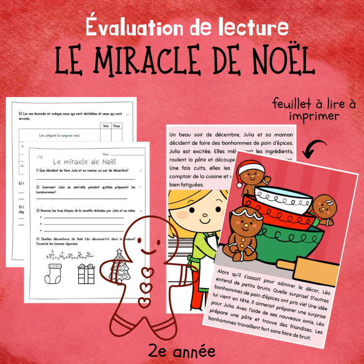 Évaluation de lecture  - Le miracle de Noël (2e)