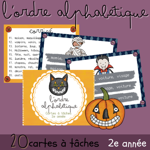 Cartes à tâches - L'ordre alphabétique