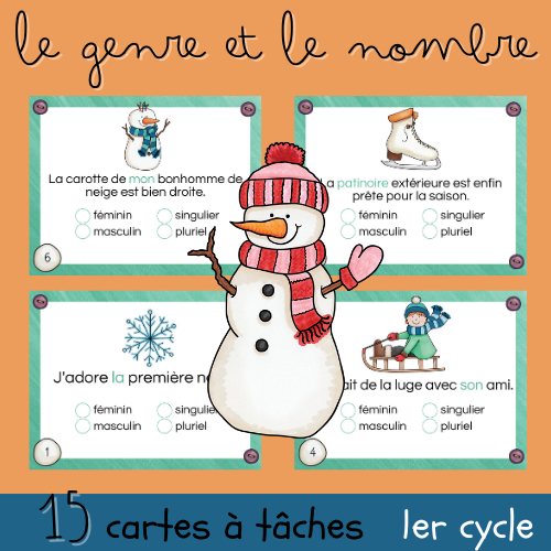 Cartes à tâches - Le nombre et le genre des mots