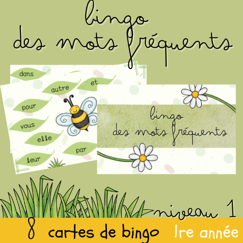 Bingo des mots fréquents #1