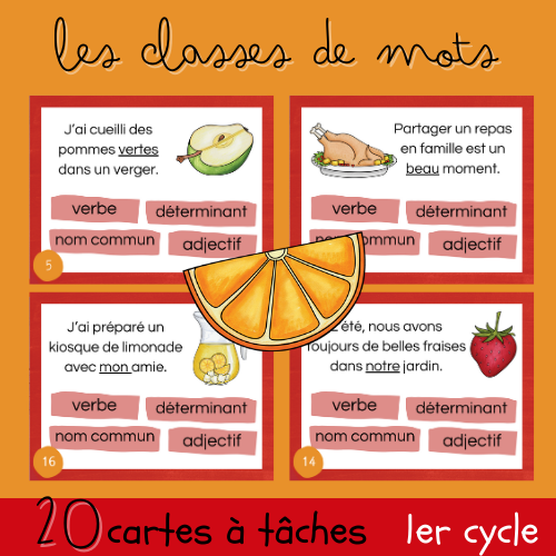 Cartes à tâches - Les classes de mots