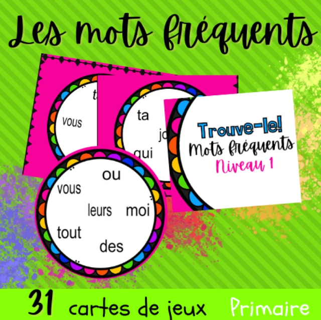 Atelier - Trouve-le! Mots fréquents, niveau 1